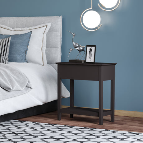 Wooden Side Table 28.2cm Wide With Storage Shelf - Velmora