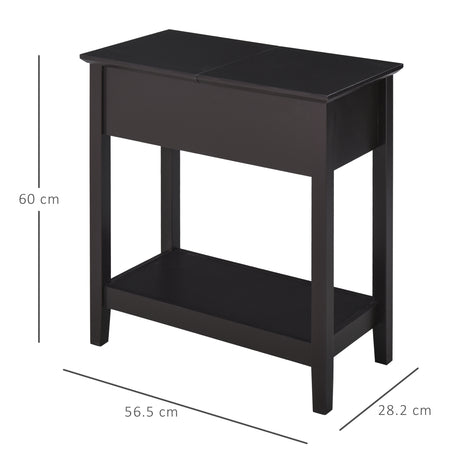 Wooden Side Table 28.2cm Wide With Storage Shelf - Velmora