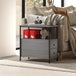 Wooden Side Table 30cm Wide With 2 Drawers And Metal Frame - Velmora