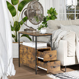 Wooden Side Table 30cm Wide With 2 Drawers in Set Of 2 - Velmora