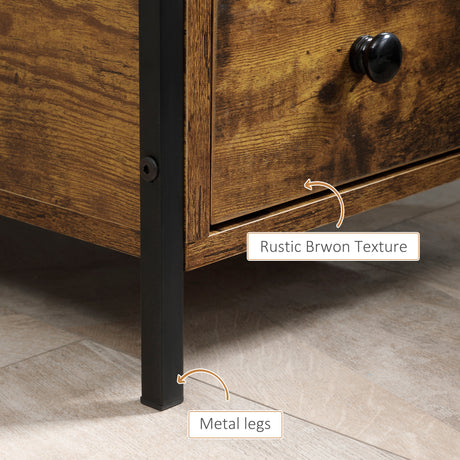 Wooden Side Table 30cm Wide With 2 Drawers in Set Of 2 - Velmora