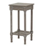 Wooden Side Table 36cm Wide With Rattan Shelf - Serene