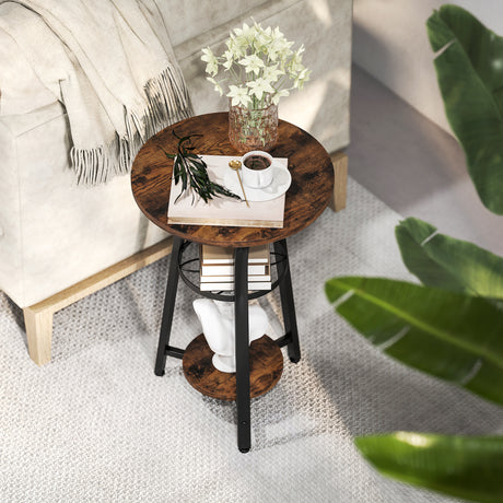 Wooden Side Table 38cm Wide With Metal Frame - Velmora