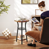 Wooden Side Table 38cm Wide With Metal Frame - Velmora