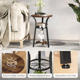 Wooden Side Table 38cm Wide With Metal Frame - Velmora