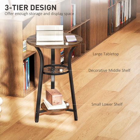 Wooden Side Table 38cm Wide With Metal Frame - Velmora
