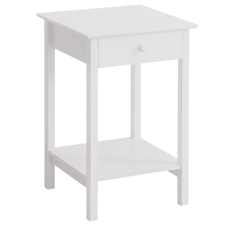 Wooden Side Table 39cm Wide With 1 Drawer And Storage Shelf - Velmora