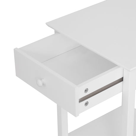 Wooden Side Table 39cm Wide With 1 Drawer And Storage Shelf - Velmora