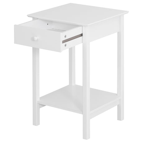 Wooden Side Table 39cm Wide With 1 Drawer And Storage Shelf - Velmora