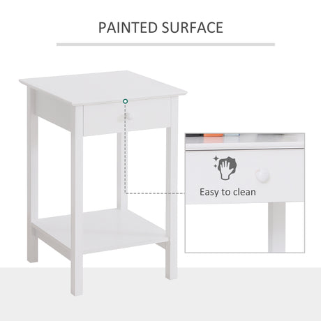 Wooden Side Table 39cm Wide With 1 Drawer And Storage Shelf - Velmora