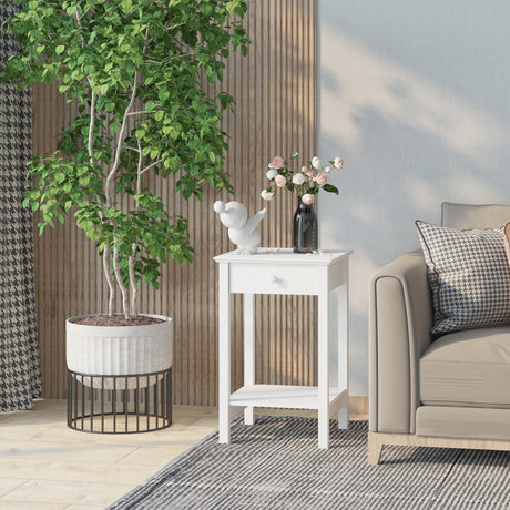 Wooden Side Table 39cm Wide With 1 Drawer in Set Of 2 - Velmora