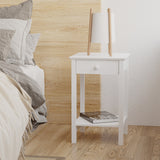 Wooden Side Table 39cm Wide With 1 Drawer in Set Of 2 - Velmora