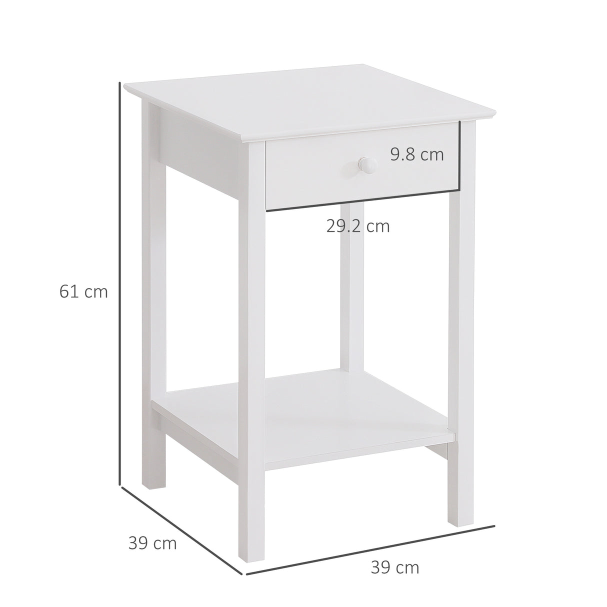 Wooden Side Table 39cm Wide With 1 Drawer in Set Of 2 - Velmora