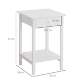 Wooden Side Table 39cm Wide With 1 Drawer in Set Of 2 - Velmora