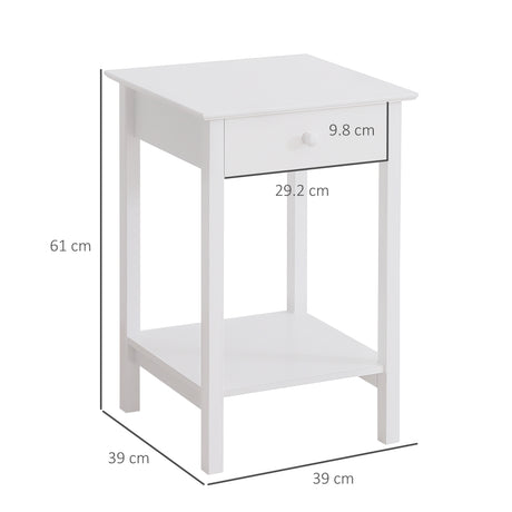 Wooden Side Table 39cm Wide With 1 Drawer in Set Of 2 - Velmora