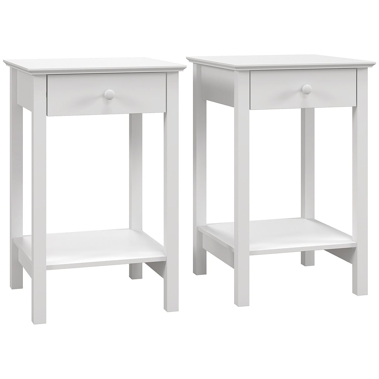 Wooden Side Table 39cm Wide With 1 Drawer in Set Of 2 - Velmora