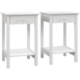 Wooden Side Table 39cm Wide With 1 Drawer in Set Of 2 - Velmora