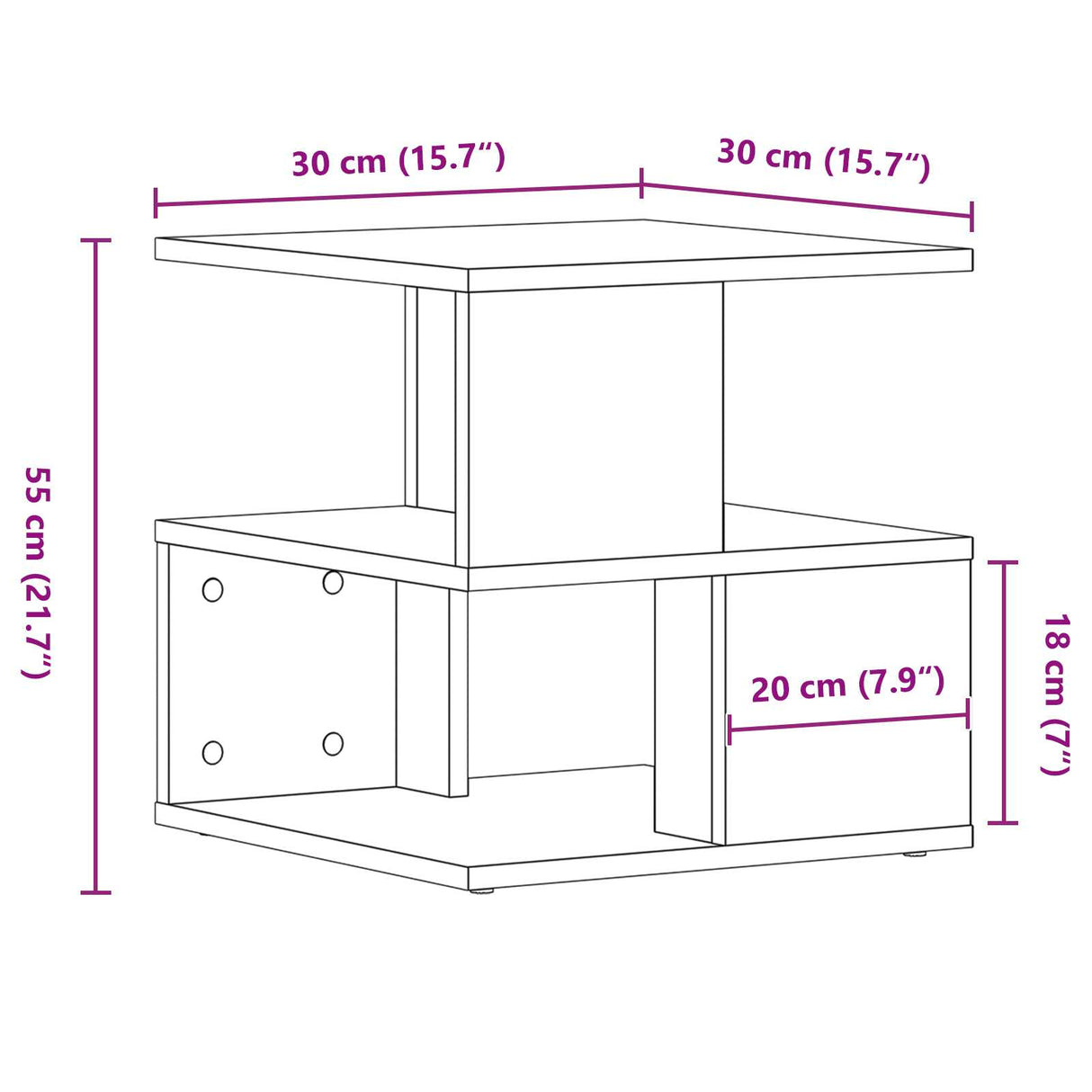 Wooden Side Table 40cm Wide - Vantage Home