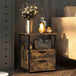 Wooden Side Table 40cm Wide With 2 Drawers And Metal Frame - Velmora