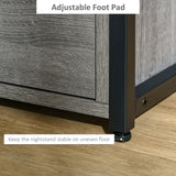 Wooden Side Table 40cm Wide With 2 Drawers And Metal Frame - Velmora