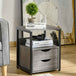 Wooden Side Table 40cm Wide With 2 Drawers And Metal Frame - Velmora