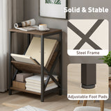 Wooden Side Table 40cm Wide With Magazine Holder - Velmora