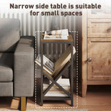 Wooden Side Table 40cm Wide With Magazine Holder - Velmora