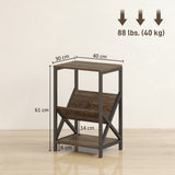 Wooden Side Table 40cm Wide With Magazine Holder - Velmora