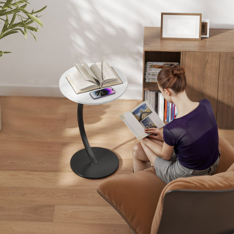 Wooden Side Table 40cm Wide With Metal Frame - Velmora