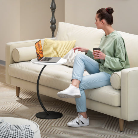 Wooden Side Table 40cm Wide With Metal Frame - Velmora