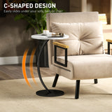 Wooden Side Table 40cm Wide With Metal Frame - Velmora