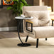 Wooden Side Table 40cm Wide With Metal Frame - Velmora