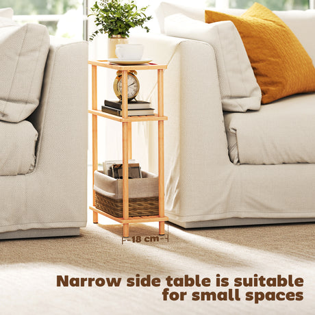 Wooden Side Table 40cm Wide With Storage Shelf - Velmora