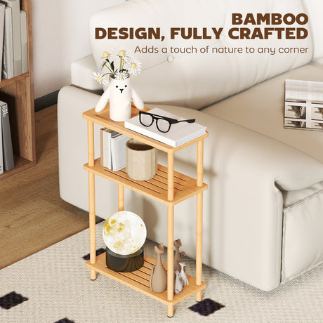 Wooden Side Table 40cm Wide With Storage Shelf - Velmora