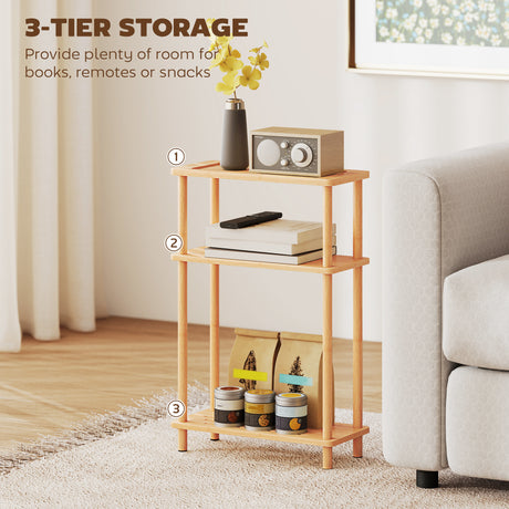 Wooden Side Table 40cm Wide With Storage Shelf - Velmora