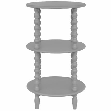 Wooden Side Table 45cm Wide Round With 2 Shelves - Camden