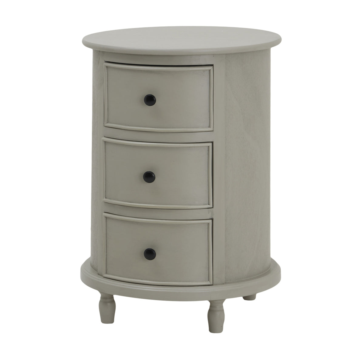 Wooden Side Table 45cm Wide Round With 3 Drawers - Camden