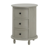 Wooden Side Table 45cm Wide Round With 3 Drawers - Camden