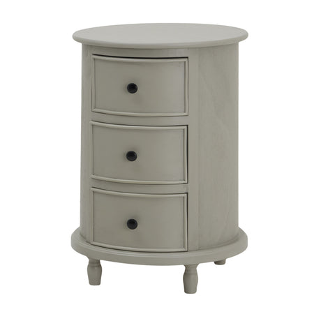 Wooden Side Table 45cm Wide Round With 3 Drawers - Camden