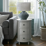 Wooden Side Table 45cm Wide Round With 3 Drawers - Camden