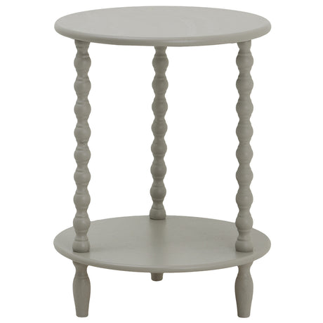 Wooden Side Table 45cm Wide Round With Shelf - Camden