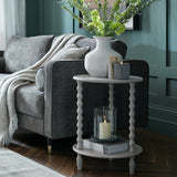 Wooden Side Table 45cm Wide Round With Shelf - Camden