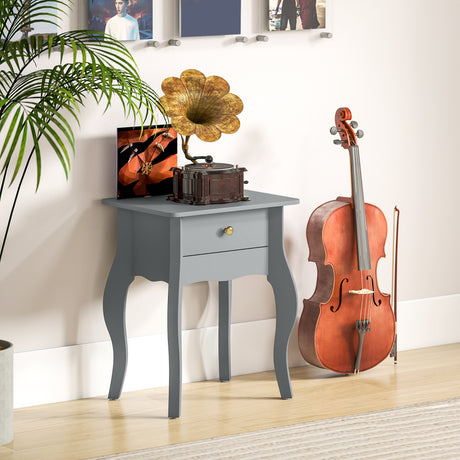 Wooden Side Table 45cm Wide With 1 Drawer - Velmora