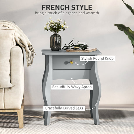 Wooden Side Table 45cm Wide With 1 Drawer - Velmora