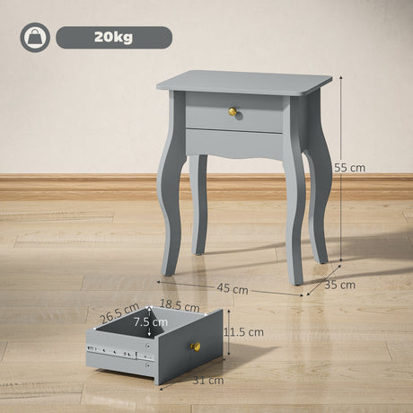 Wooden Side Table 45cm Wide With 1 Drawer - Velmora