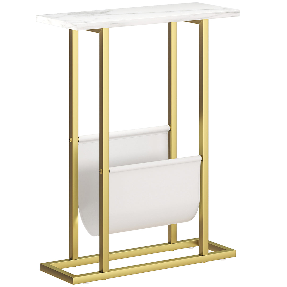 Wooden Side Table 45cm Wide With Gold Steel Frame - Velmora