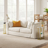 Wooden Side Table 45cm Wide With Gold Steel Frame - Velmora