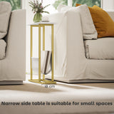 Wooden Side Table 45cm Wide With Gold Steel Frame - Velmora