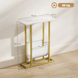 Wooden Side Table 45cm Wide With Gold Steel Frame - Velmora