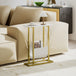 Wooden Side Table 45cm Wide With Gold Steel Frame - Velmora